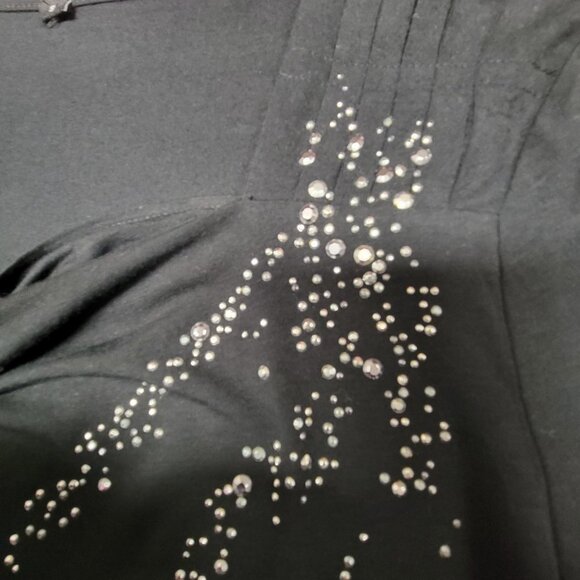 𝅺BAMBOO Viscose Black Long Sleeved Cowl Top with Sequins   Size  M - NWOT - Picture 4 of 7